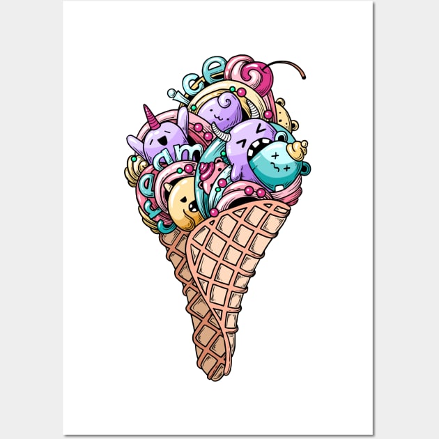 Monsters ice cream Wall Art by Mako Design 